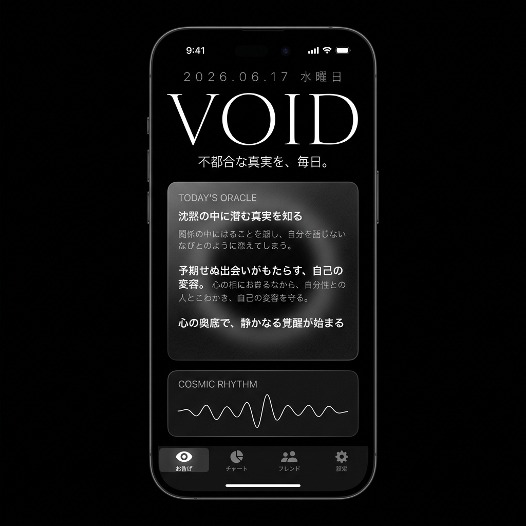 VOID オラクル画面 - 今日のお告げとCOSMIC RHYTHM