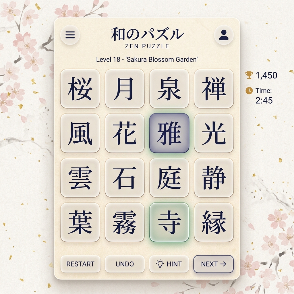 YottsU ゲーム画面 - 和のパズル